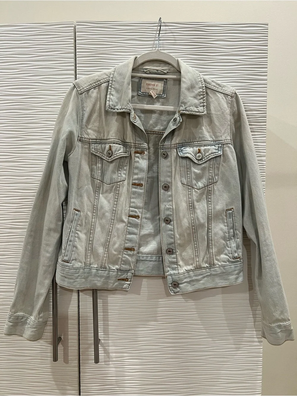 Forever 21 Light Gray Denim Trucker Jacket